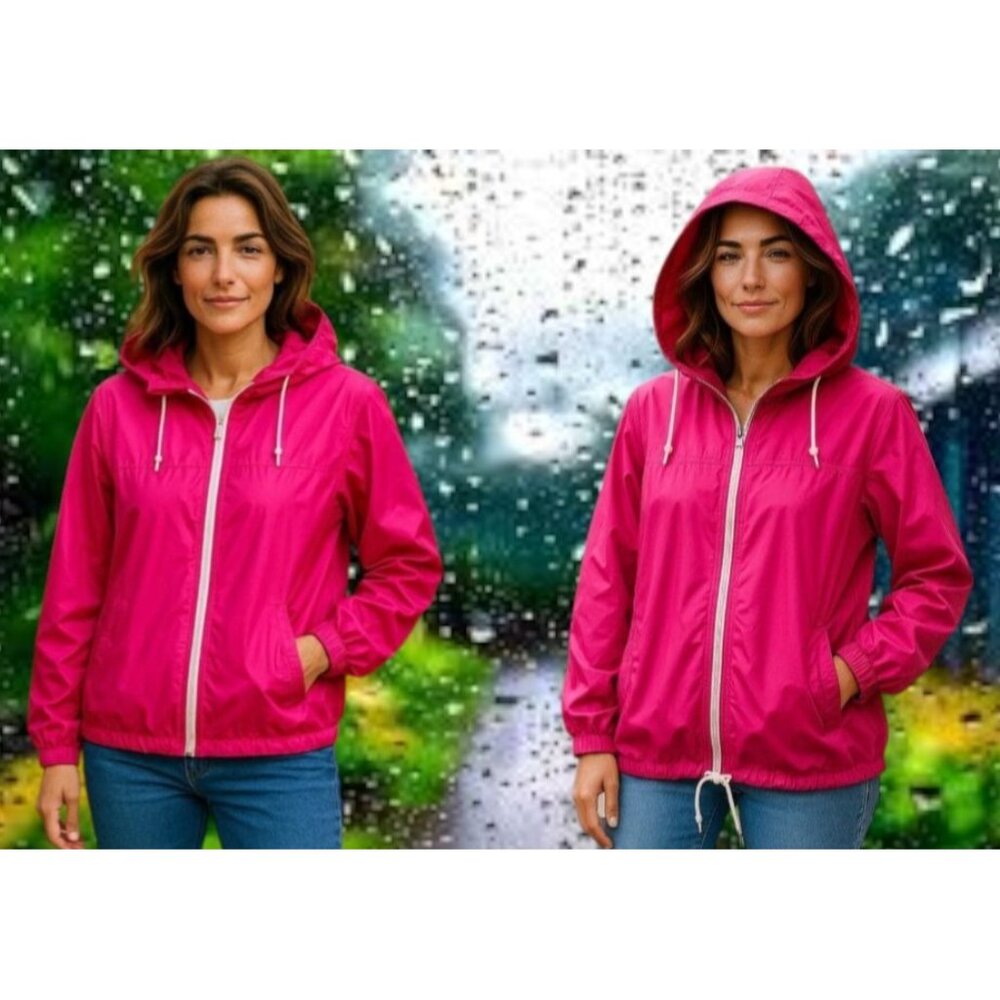 Vintage Eddie Bauer Windbreaker Rain Jacket Unisex Medium Zip Hooded READ